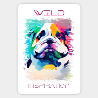 English Bulldog Dog Wild Nature Animal Colors Art Painting Sticker